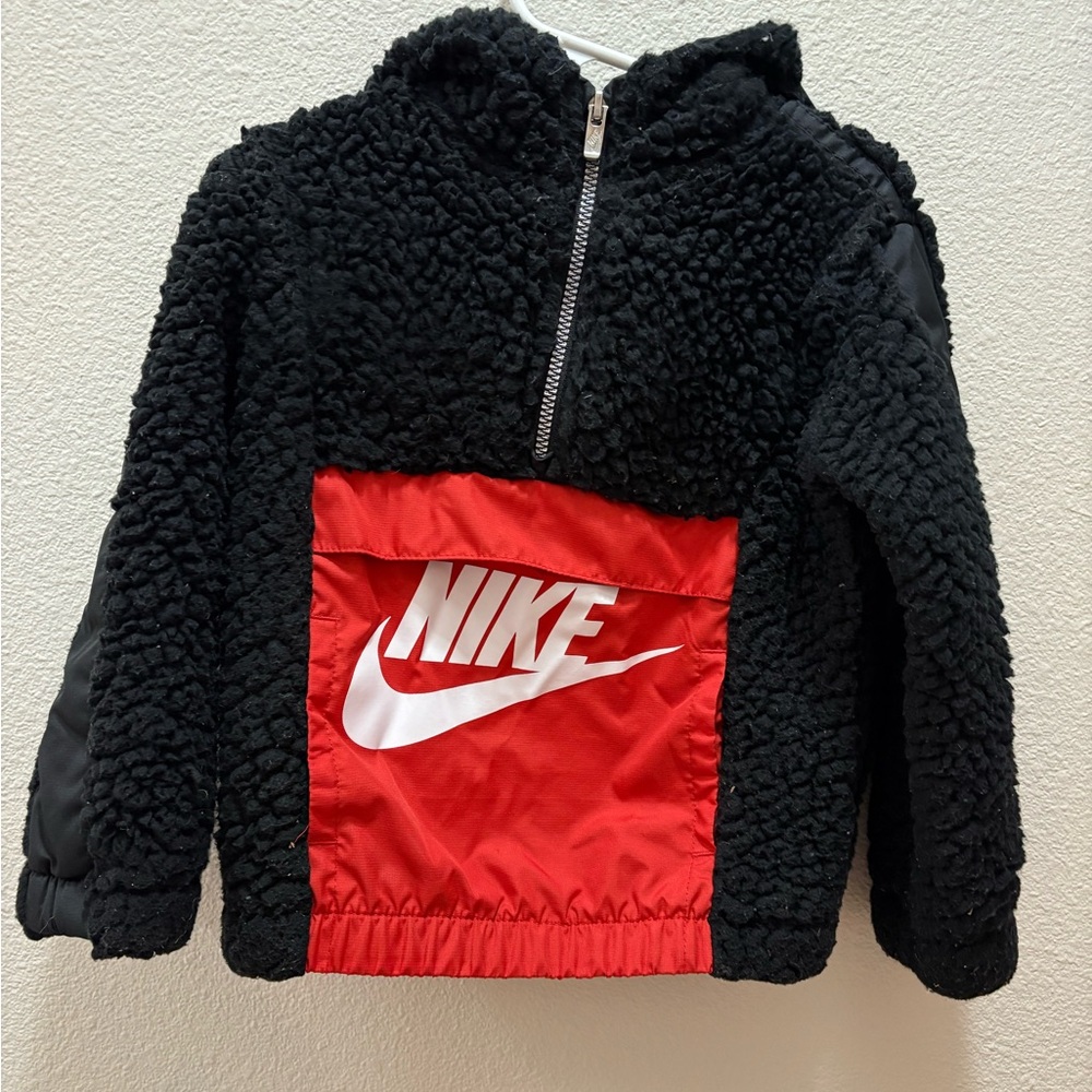 Nike Black and Red Fleece Jacket